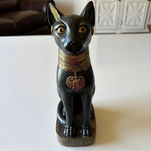 Egyptian Cat Home Decor Bastet Collectible Sphynx 11” Figurine - Picture 1 of 12